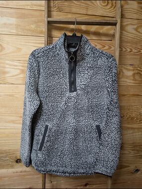 Cozy Grey Sherpa Quarter-Zip Pullover